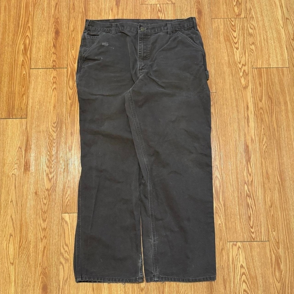 Carhartt Men's Pants Carpenter Brown Baggy Utility Distressed‎ Size 38x30
